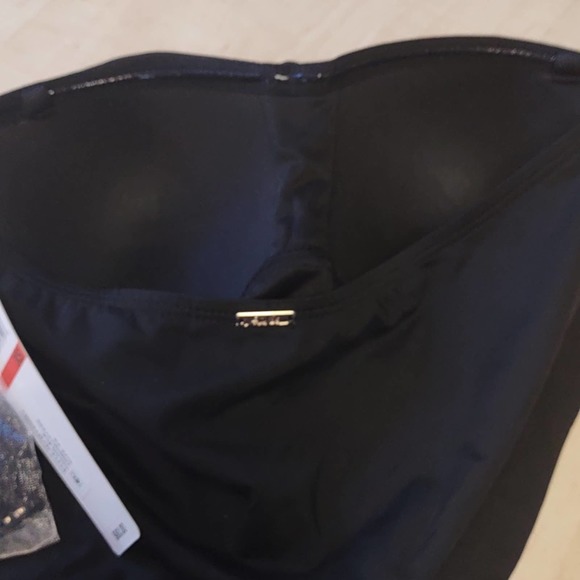 Anne Cole Twist Front Bandeau Tankini Swim Top XS Black - Picture 7 of 10